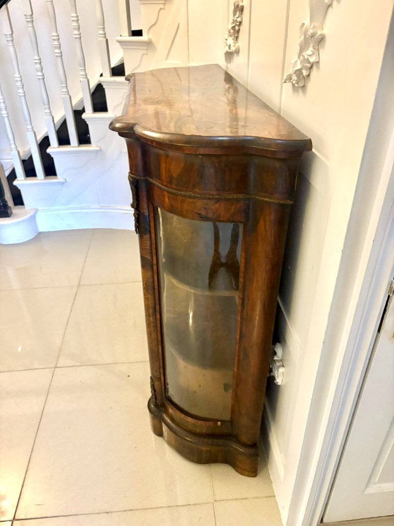 Antique Victorian Quality Burr Walnut Satinwood Inlaid Credenza/Side Cabinet